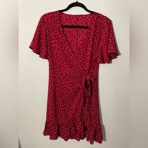 Summer wrap dress- red with white dots